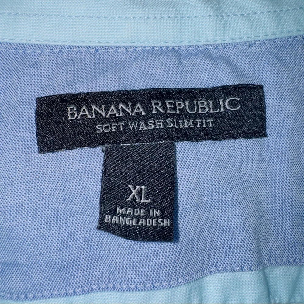 Men's Banana Republic Blue Soft Wash Slim Fit Cotton Dress Shirt size XL